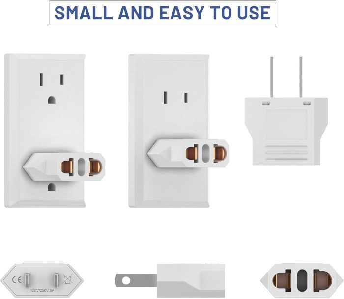 European to US Plug Adapter, Australia China Italy Switzerland Europe To US Plug Adapter, Best Simple Easy To Use Fireproof Safe US Travel Adapter, EU To US Plug Adapter, Outlet Adapter Europe To USA. - Image 2