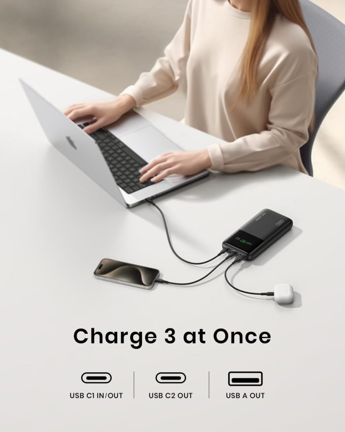 INIU 140W Power Bank, 27000mAh High Capacity Laptop Portable Charger, USB C in&Out Tablet Powerbank, Smart Digital Display Phone Charger Compatible with iPhone 16, iPad, MacBook, Laptop etc. - Image 5