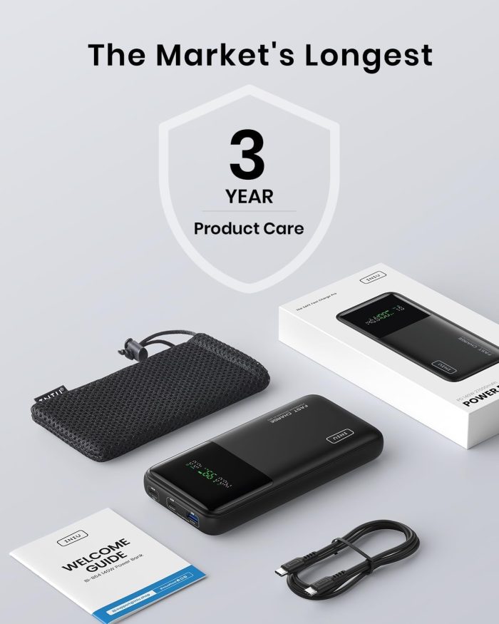 INIU 140W Power Bank, 27000mAh High Capacity Laptop Portable Charger, USB C in&Out Tablet Powerbank, Smart Digital Display Phone Charger Compatible with iPhone 16, iPad, MacBook, Laptop etc. - Image 7